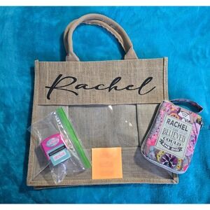 NWT Rachel History & Heraldry Top Lass Tote Bag, Canvas bag and Stamper